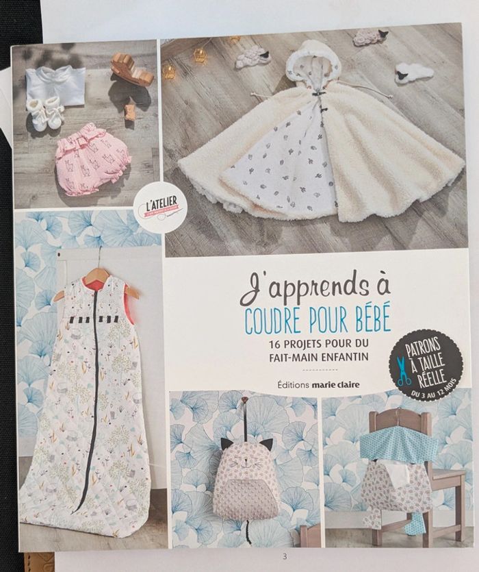 Livre j'apprends à coudre pour bébé avec patrons