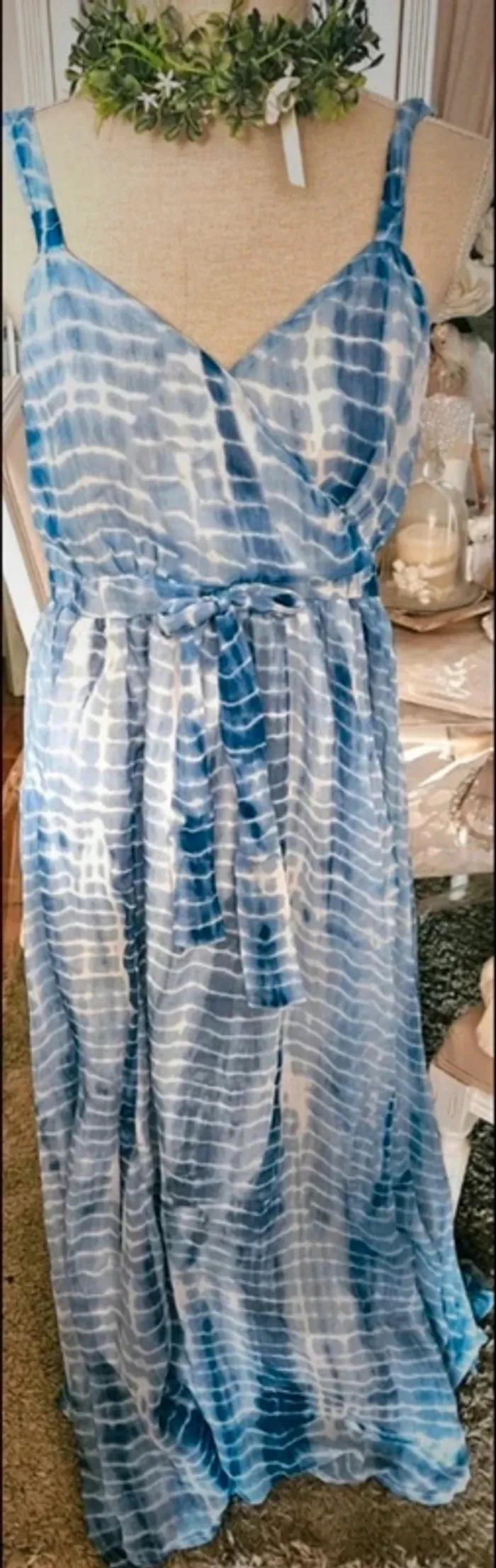 Robe longue bleue tie and dye Jacqueline Riu Taille 44 Neuve - photo numéro 3