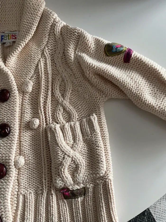 Gilet  beige 6 mois en laine - photo numéro 3