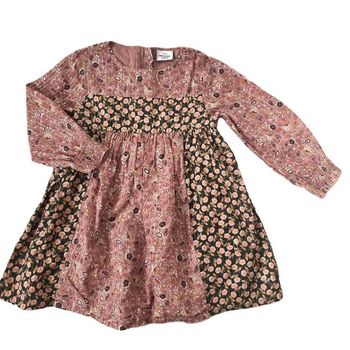 Robe fleurs rose noir doré bébé fille 24 mois TAO