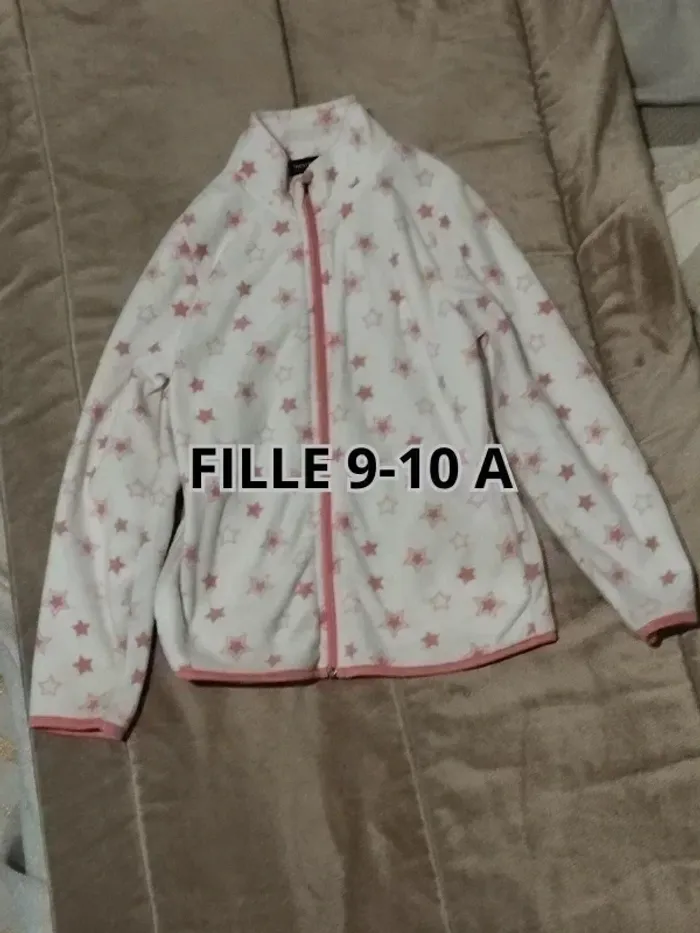 Veste polaire Inextenso blanc motifs étoiles fille 9-10 ans - photo numéro 8