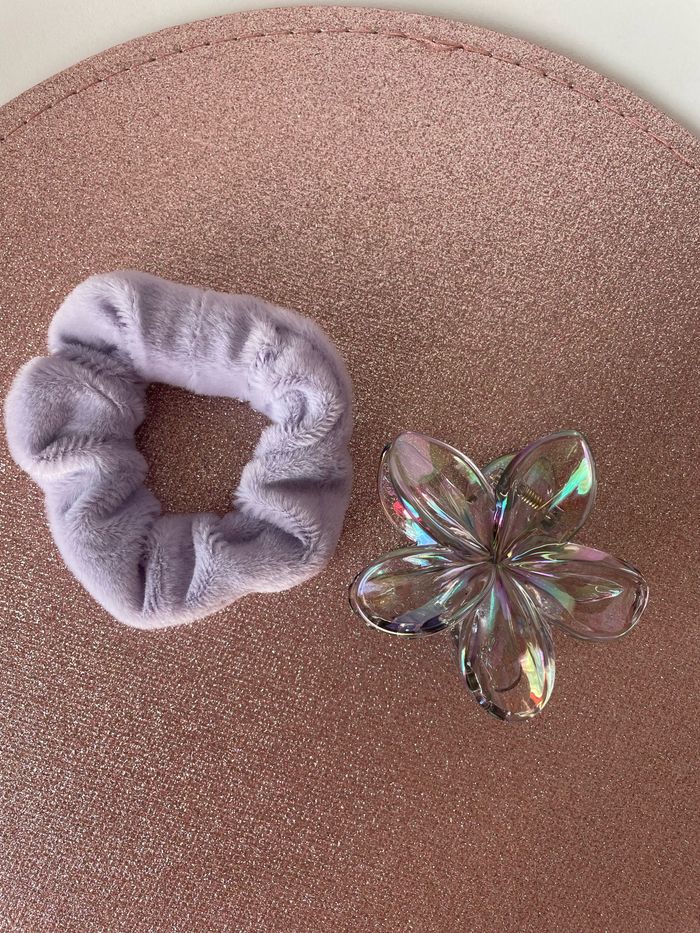 Pince + chouchou cheveux violet