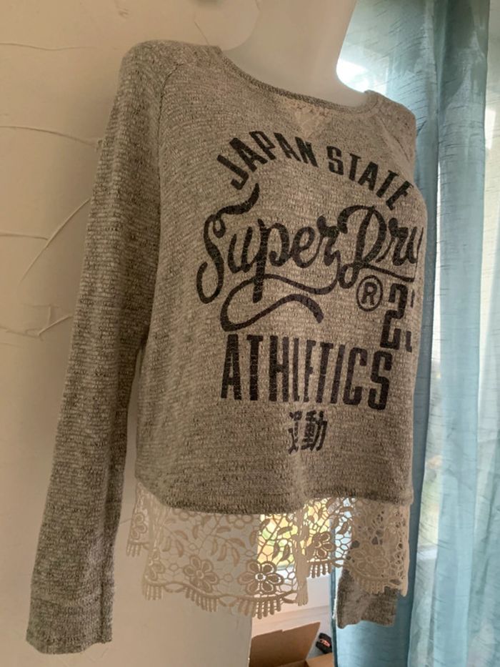 Pull Superdrytaille40 gris dentelle - photo numéro 5