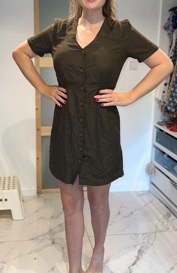 Robe femme été kaki en lin taille M 38 40 boutonnée neuve étiqueté