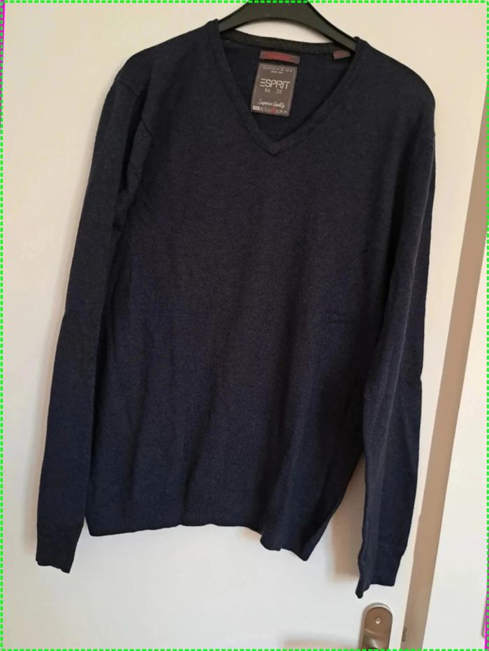 Pull col V Esprit taille L bleu marine