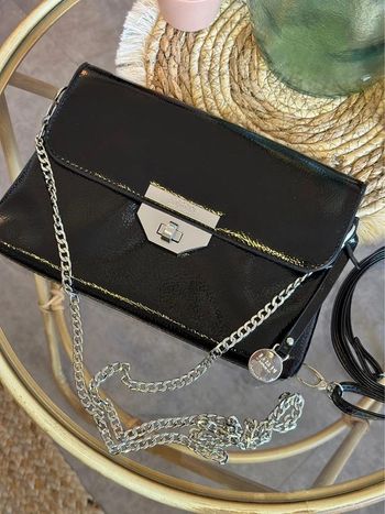 Sac/pochette en bandoulière noir brillant - L.Credi Munich