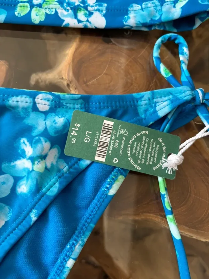 Maillot de bain 2 pièces Ardene femme bleu fleurs - photo numéro 4