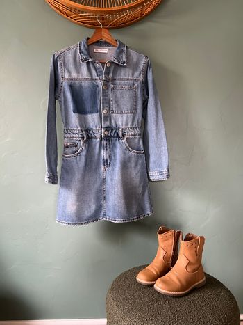 💙 Robe Chemise tendance en Jean Zara Patchwork – 13/14 ans (164 cm) / Convient XS-S