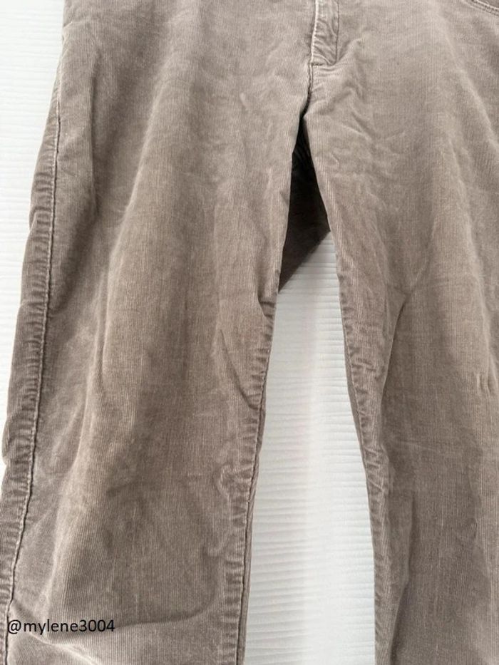 Pantalon slim skinny droit en velours beige gris clair - photo numéro 2