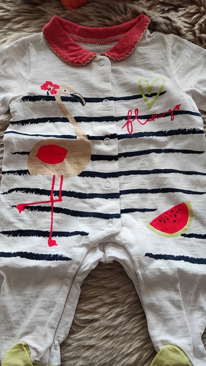 Pyjama blanc flamant orchestra 1 mois - photo numéro 3