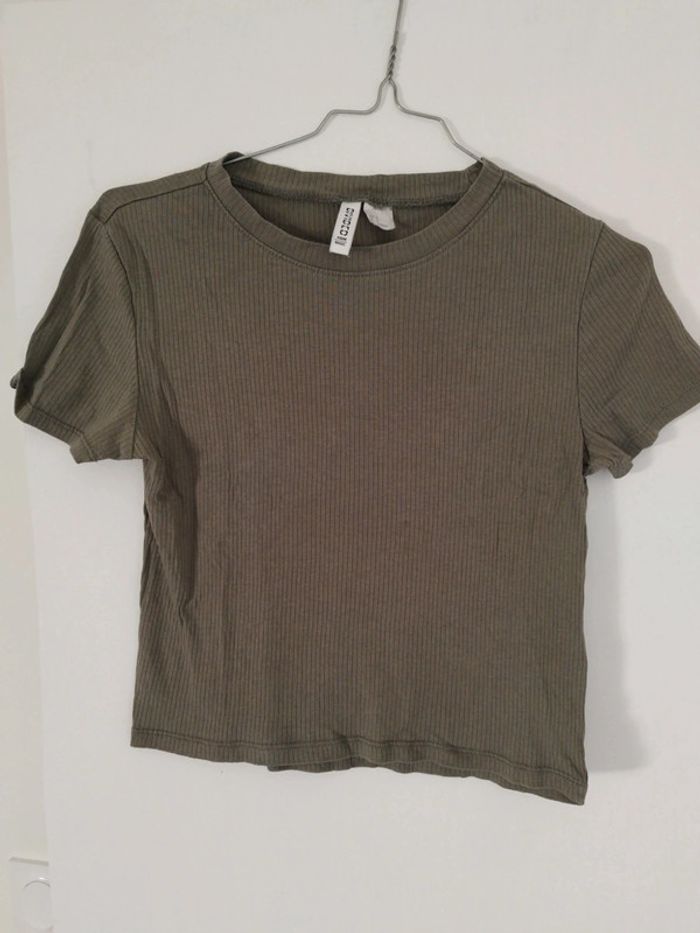 T-shirt kaki H&M basic taille M