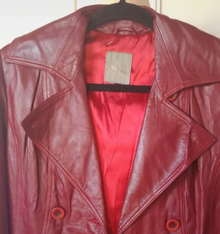 veste perfecto coupe 3/4 en cuir rouge neuf t s 36 m 38 Finzi - photo numéro 2