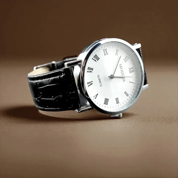 Montre noire et blanche men, style vintage