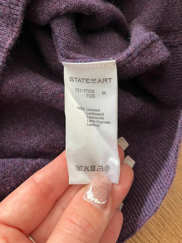 Pull col V violet State of Art en laine pour homme, taille M - photo numéro 6