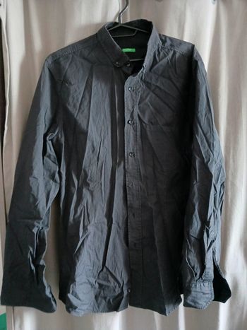 Chemise noire à carreaux 100% coton United Colors of Benetton Taille L40