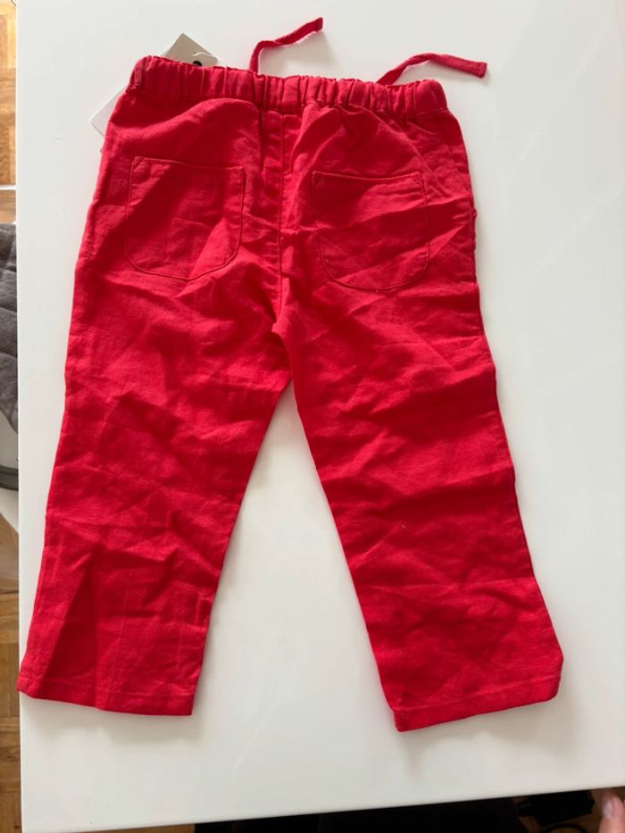 Pantalon lin et coton 12 mois rouge - photo numéro 3