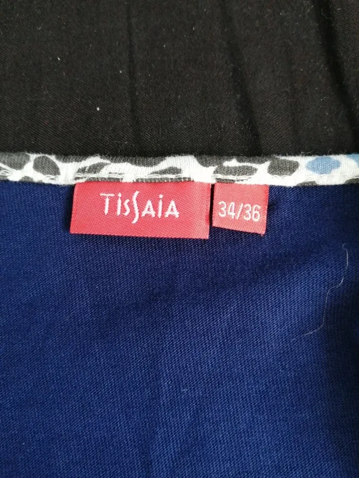 Robe de nuit bleu marine sans manches motifs pattes de chien lien à nouer / tissaia / (XS) - photo numéro 3