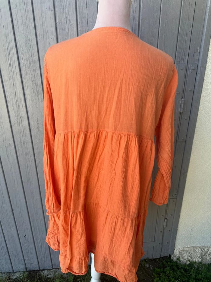 Robe d’été légère doublée orange décolletée - photo numéro 3