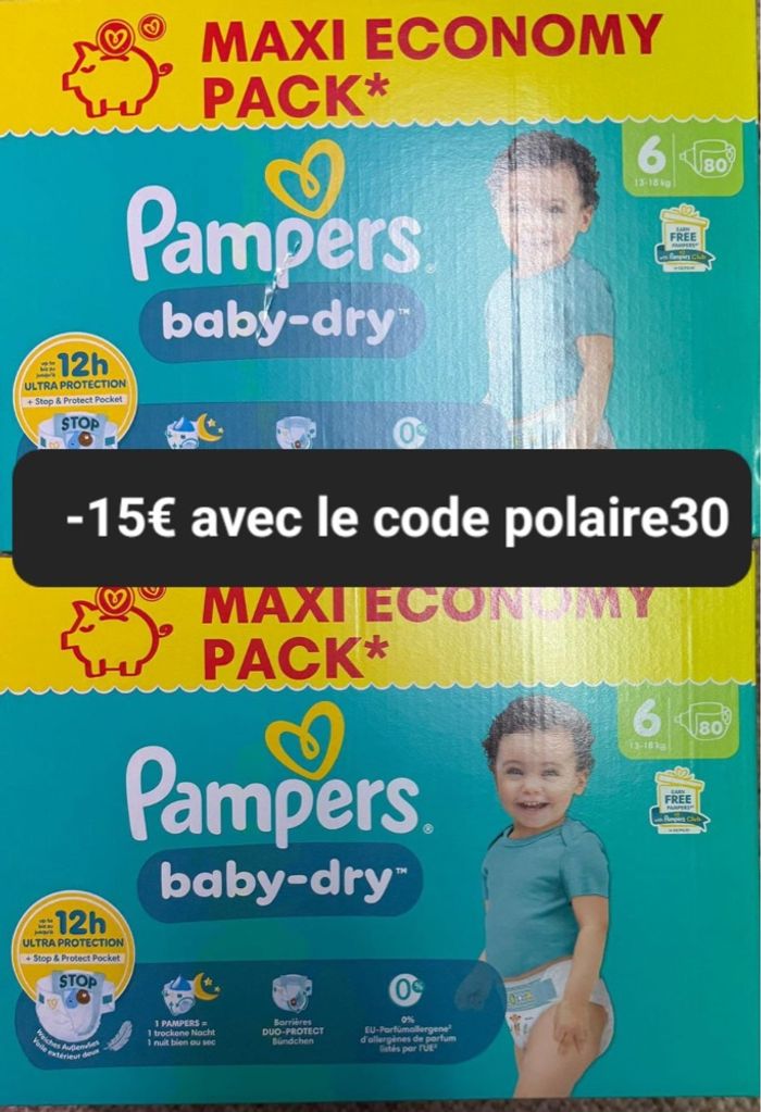 Deux carton couche Pampers taille 6 normal