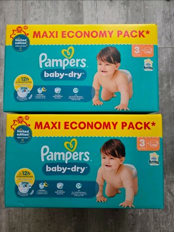 🌟 Pampers Baby Dry 2x136 couches T3 (6 - 10 kg) 🌟