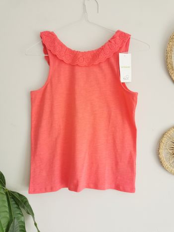 Débardeur corail col à broderie anglaise Vertbaudet 10 Ans