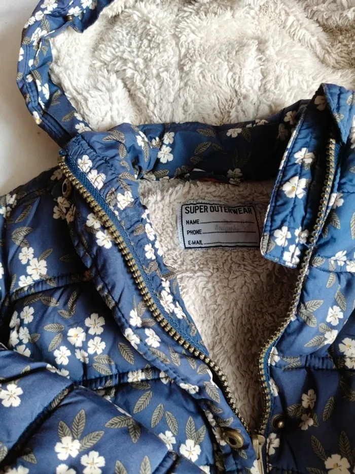 Manteau/ doudoune polaire/chaude à motifs fleurs fille taille 3 ans tape à l'oeil - photo numéro 2