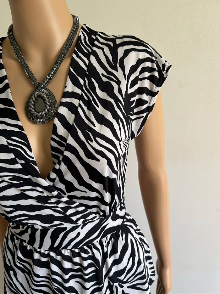 Blouse noire et blanche à manches courtes Morgan taille S TBE - photo numéro 4