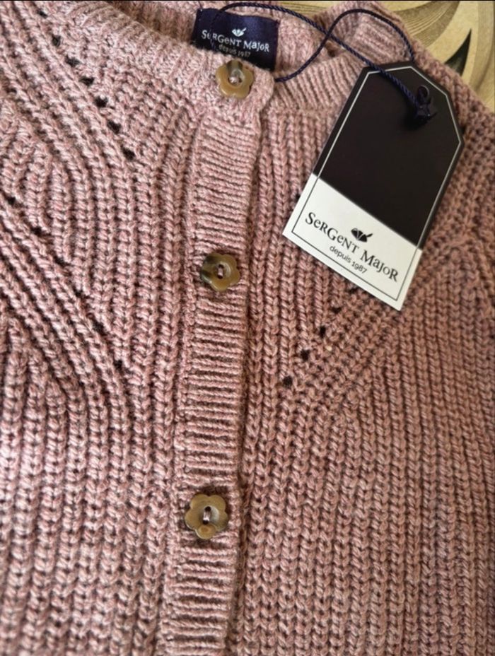 Cardigan en maille ajourée - Taille 12 mois 76 cm - photo numéro 3