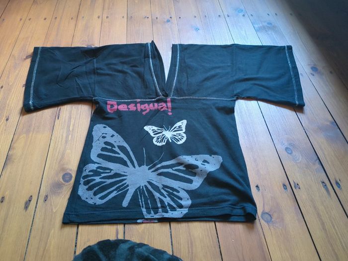 T-shirt manches ailes corbeau oiseau Desigual neuf L - photo numéro 2