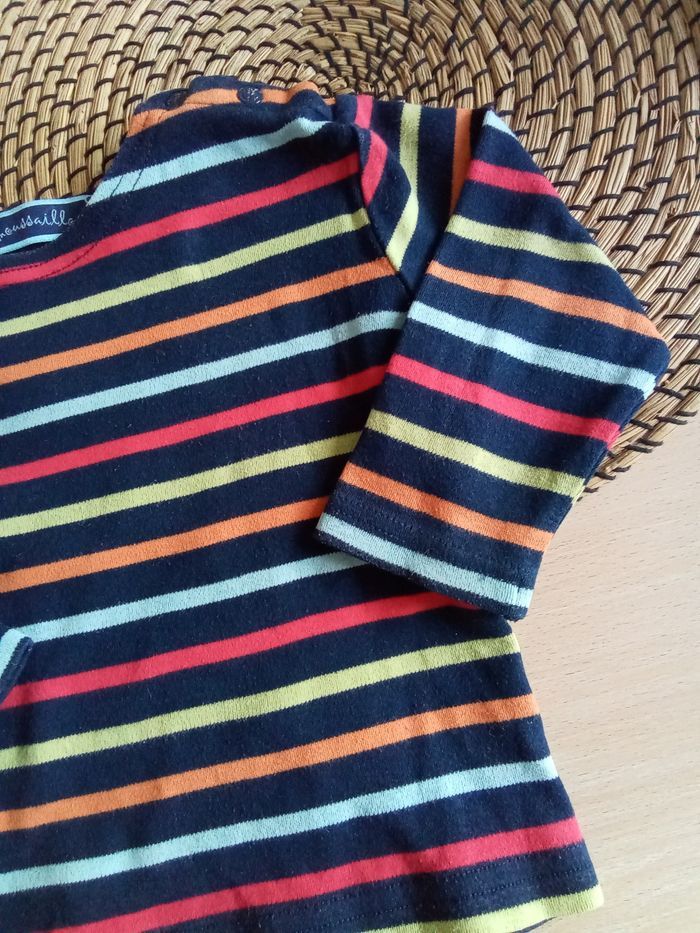 Ensemble pantalon velours bleu + tee shirt à rayures Terre de Marin taille 18 mois - photo numéro 5