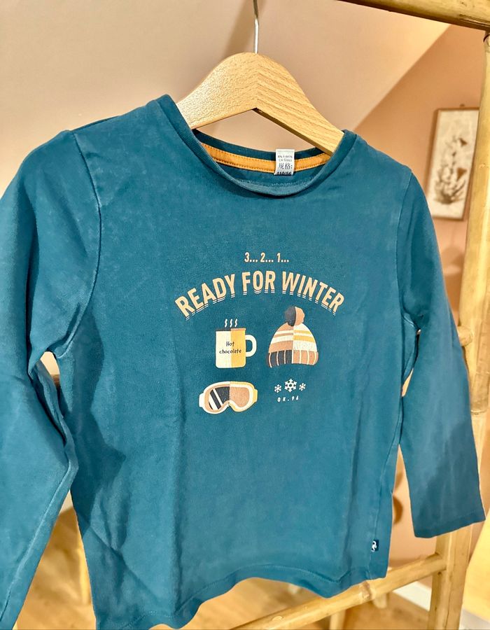 💜 Teeshirt vert sapin motif hiver okaidi 5 ans 💜 - photo numéro 3