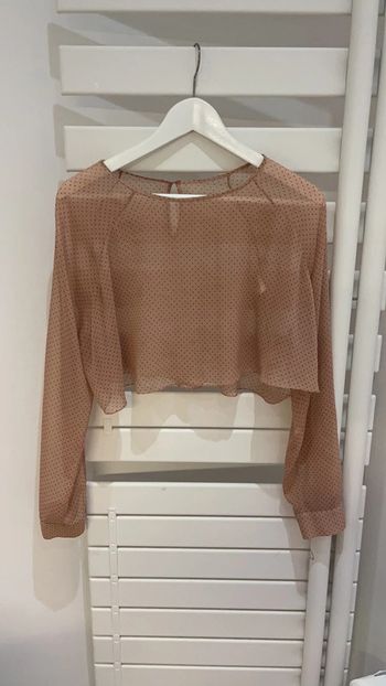 Blouse Crop top rose à pois S
