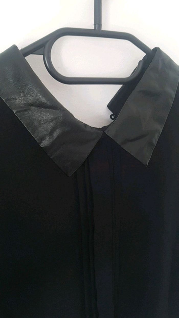 Blouse dentelle et simili cuir - photo numéro 3