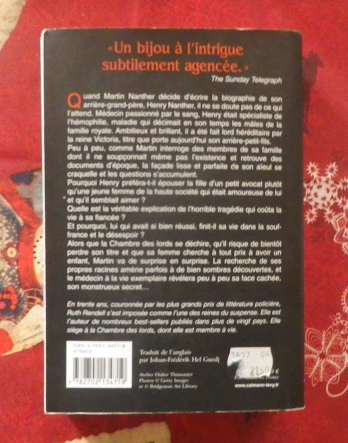 Crime par ascendant de Ruth Rendell Ed. Calmann-Lévy - photo numéro 2