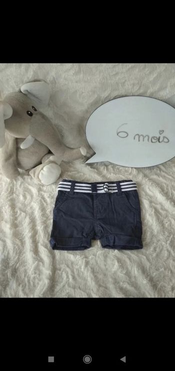 Short Garçon 6 mois avec ceinture Petit Pirate Gémo 100% coton