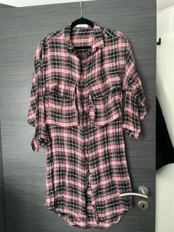 Robe chemise à carreaux mango