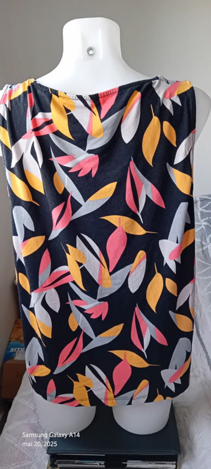 Tunique débardeur motif feuillages coloré noir femme 46 blanche porte - photo numéro 9