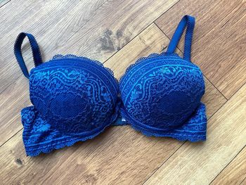 Soutien gorge  Etam 90 B  Bleu Dentelle noeud Rembourrés push up