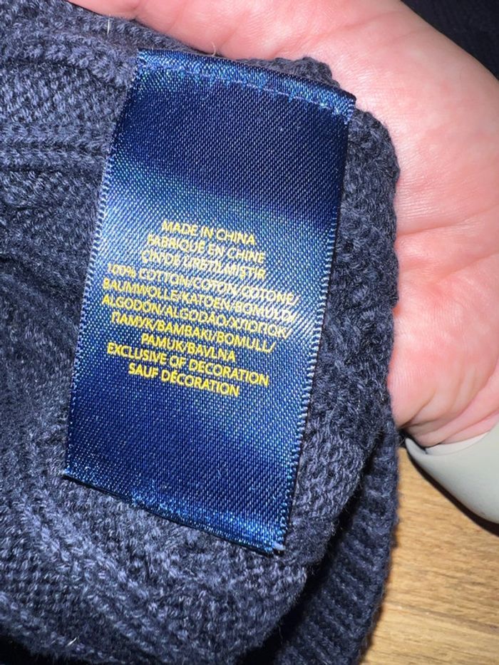 Pull droit torsadé polo Ralph Lauren bleu marine 8- 10 ans bon état - photo numéro 4