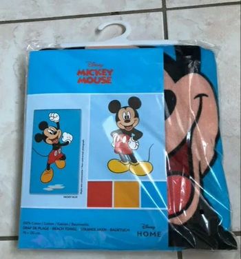 Drap De Plage Imprimé 100% Coton Mickey Blue 70x120cm Neuf ds emballage