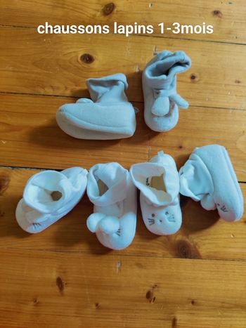 3 paires de chaussons lapins 1m