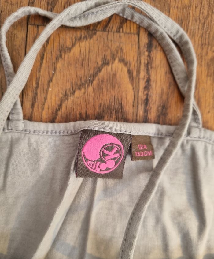 top fille gris bretelle croisé volanté bilook taille 12ans - photo numéro 2