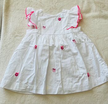 Robe blanche et rose Jacadi Paris 12 mois