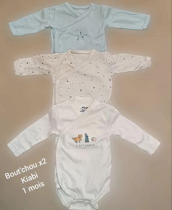 bodies 1 mois 2 Bout'chou et 1 Kiabi