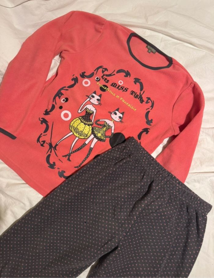 Pyjama fille rose motif chats – Taille 16 ans (convient à  12/13  ans)