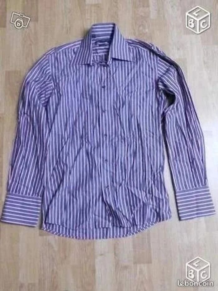 Chemise à rayures grise et rose father & sons