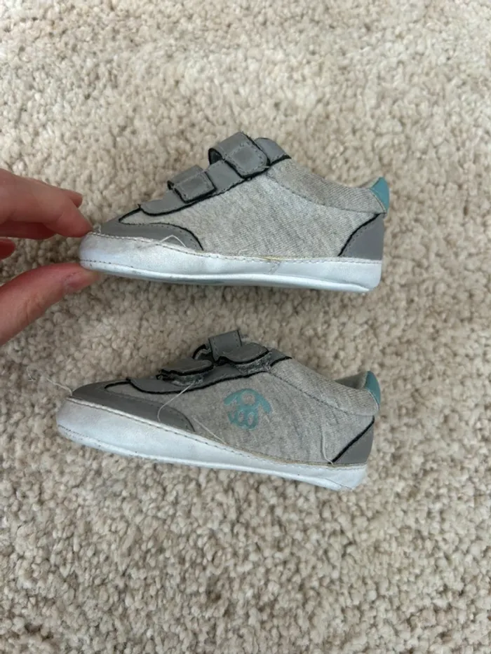 Paire de chaussures type Baskets à scratchs grises mixtes - 6/12 mois - Obaibi - photo numéro 5