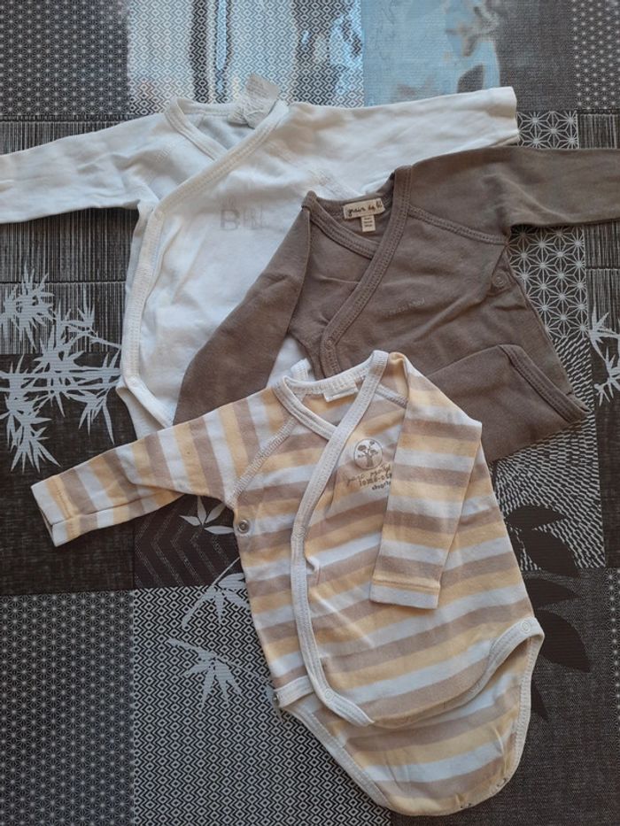Lot 3 bodys manches longues mixte 1 mois