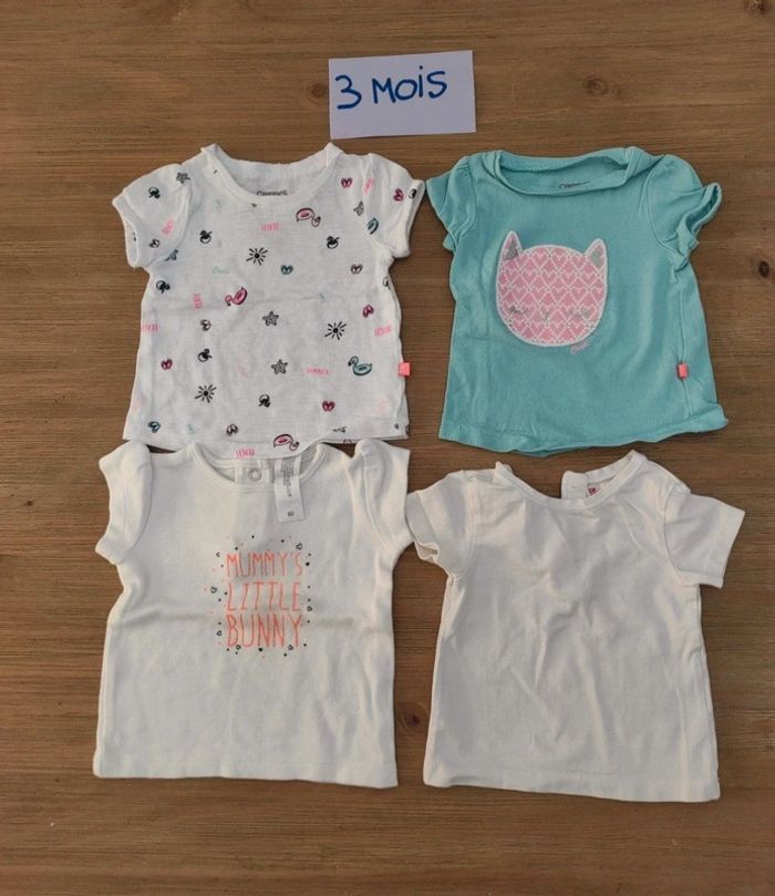 Lot t-shirt bébé fille 3 mois