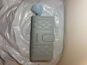 👜 Portefeuille -porte monnaie long femme bleu clair– PVC cuir synthétique double pli